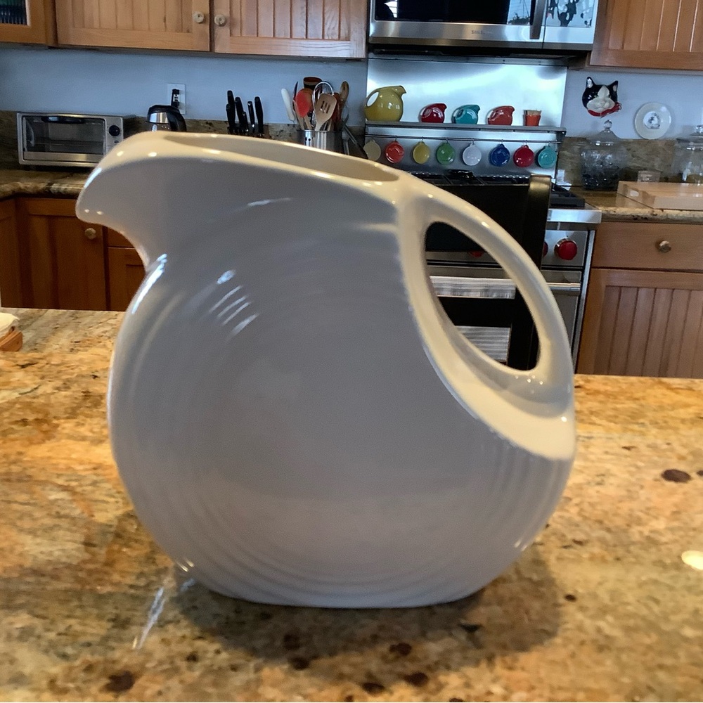 Fiestaware white large disc pitcher perfect condition